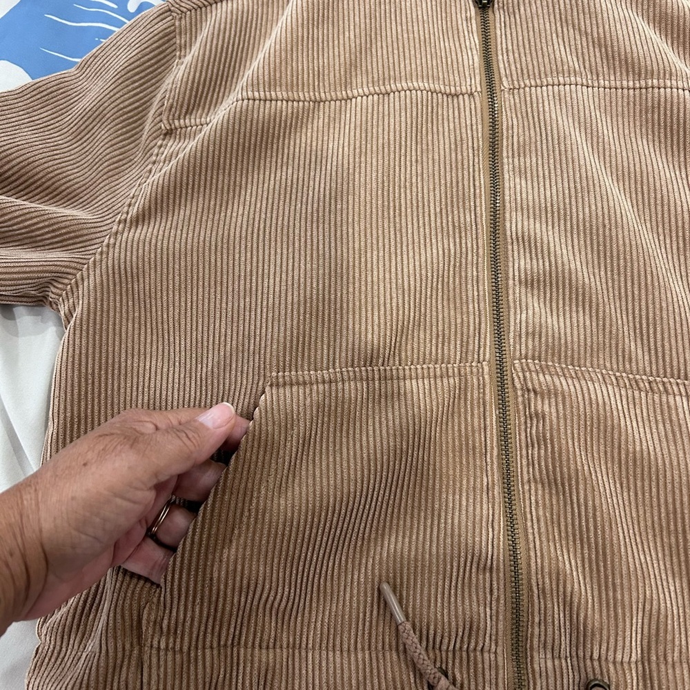 ASHLEY • Tan Corduroy Hoodie Jacket • sz Med - Picture 9 of 10